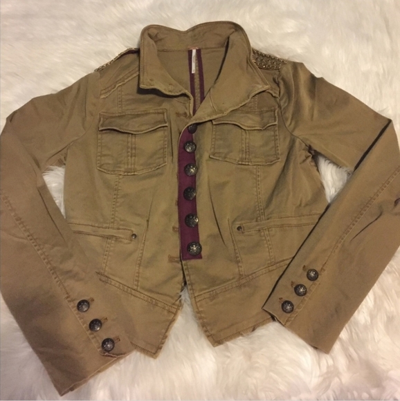 Free People Tan Military Style Jacket - Picture 4 of 9